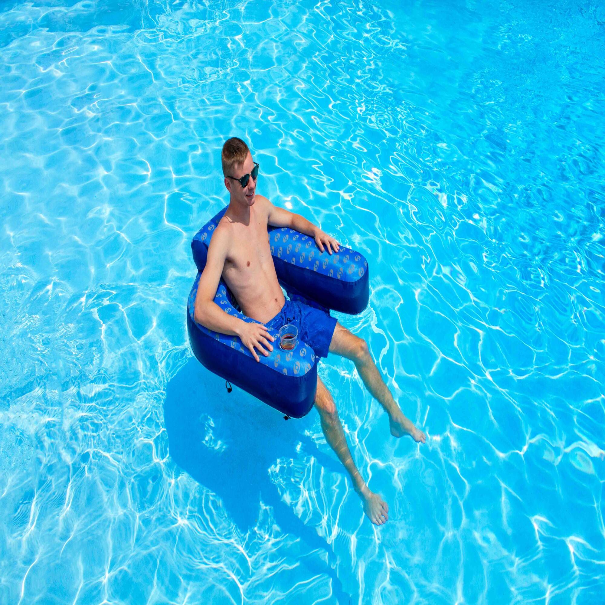 Solstice 4ft. Blue Inflatable Pool Hammock Chair Lounger